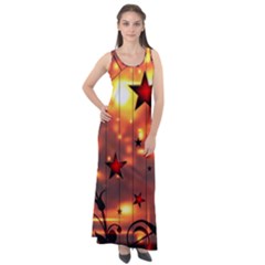 Star Radio Light Effects Magic Sleeveless Velour Maxi Dress by HermanTelo