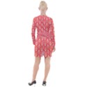 Seamless Pattern Background Red Button Long Sleeve Dress View2