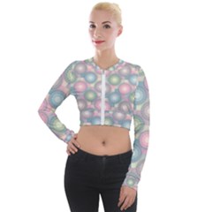 Seamless Pattern Pastels Background Long Sleeve Cropped Velvet Jacket