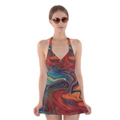 Abstract Art Pattern Halter Dress Swimsuit 