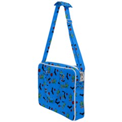 Halloween Witch Pattern Blue Cross Body Office Bag