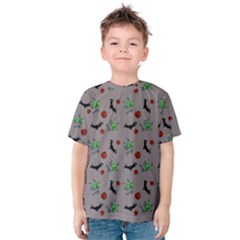 Halloween Witch Pattern Grey Kids  Cotton Tee