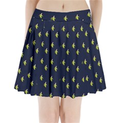 Peeled Banana On Blue Pleated Mini Skirt