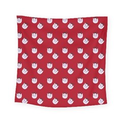 Lazy Bat One Red Pattern Square Tapestry (small)