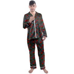 Black Denim And Roses Men s Satin Pajamas Long Pants Set