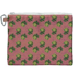 Pink Denim And Roses Canvas Cosmetic Bag (xxxl) by snowwhitegirl