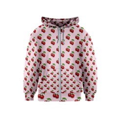 Retro Pink Cherries Kids  Zipper Hoodie by snowwhitegirl