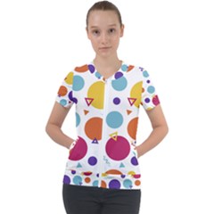 Background Polka Dot Short Sleeve Zip Up Jacket