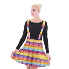 Background Line Rainbow Suspender Skater Skirt