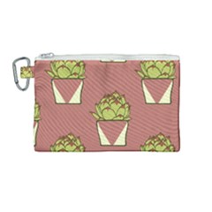 Cactus Pattern Background Texture Canvas Cosmetic Bag (medium) by HermanTelo