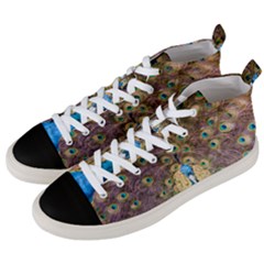 Bird Peacock Feather Men s Mid-top Canvas Sneakers by HermanTelo