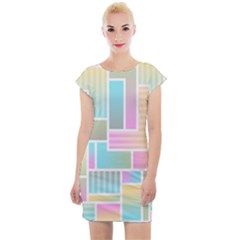 Color Blocks Abstract Background Cap Sleeve Bodycon Dress by HermanTelo