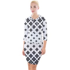 Concentric Plaid Quarter Sleeve Hood Bodycon Dress