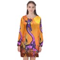 Funny Giraffe In The Night Long Sleeve Chiffon Shift Dress  View1