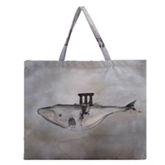 Awesome Whale In The Sky Zipper Large Tote Bag by FantasyWorld7