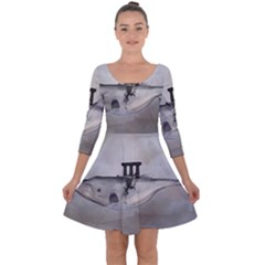 Awesome Whale In The Sky Quarter Sleeve Skater Dress by FantasyWorld7