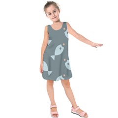 Fish Star Water Pattern Kids  Sleeveless Dress