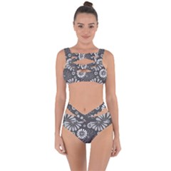 Floral Pattern Bandaged Up Bikini Set 