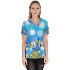 Fish Underwater Sea World Women s V-neck Scrub Top by HermanTelo