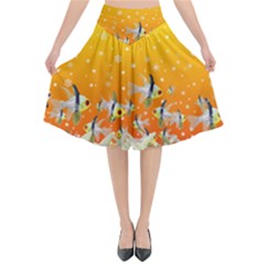 Fish Snow Coral Fairy Tale Flared Midi Skirt by HermanTelo