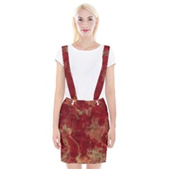 Marble Red Yellow Background Braces Suspender Skirt by HermanTelo