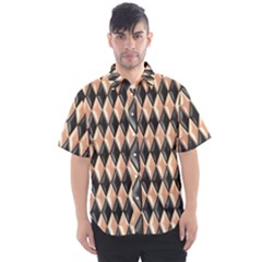 Metallic Diamond Design Black Men s Short Sleeve Shirt