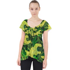 Marijuana Camouflage Cannabis Drug Lace Front Dolly Top