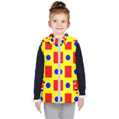 Pattern Circle Plaid Kids  Hooded Puffer Vest by HermanTelo