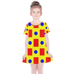 Pattern Circle Plaid Kids  Simple Cotton Dress