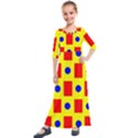 Pattern Circle Plaid Kids  Quarter Sleeve Maxi Dress View1