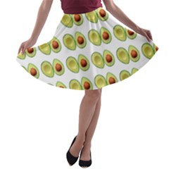 Pattern Avocado Green Fruit A-line Skater Skirt by HermanTelo