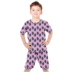 Girl Face Lilac Kids  Tee And Shorts Set by snowwhitegirl