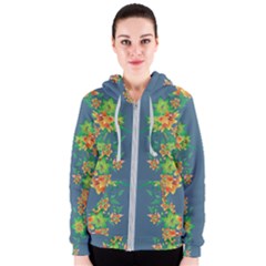 Many Garlands - Floral Design Women s Zipper Hoodie by WensdaiAmbrose