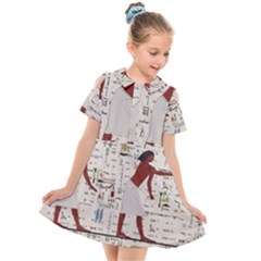 Egyptian Design Men Worker Slaves Kids  Short Sleeve Shirt Dress by Sapixe