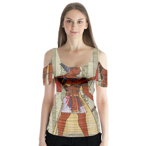 Egyptian Design Man Royal Butterfly Sleeve Cutout Tee  by Sapixe