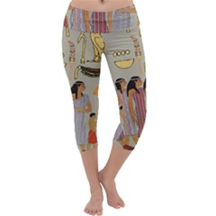 Egyptian Paper Women Child Owl Capri Yoga Leggings by Sapixe
