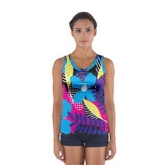 Pattern Leaf Polka Leaves Sport Tank Top 