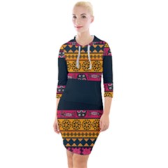 Pattern Ornaments Africa Safari Quarter Sleeve Hood Bodycon Dress