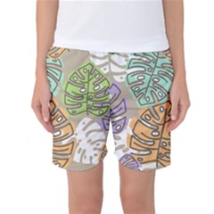 Pattern Leaves Banana Rainbow Women s Basketball Shorts