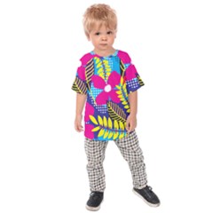 Pattern Leaf Polka Rainbow Kids  Raglan Tee