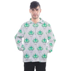 Plant Pattern Green Leaf Flora Men s Half Zip Pullover