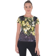 April Pansies Short Sleeve Sports Top  by Riverwoman