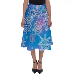 Snowflake Background Blue Purple Perfect Length Midi Skirt by HermanTelo