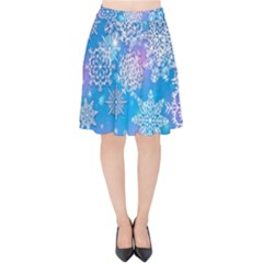 Snowflake Background Blue Purple Velvet High Waist Skirt