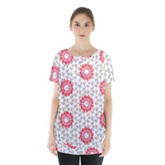 Stamping Pattern Red Skirt Hem Sports Top