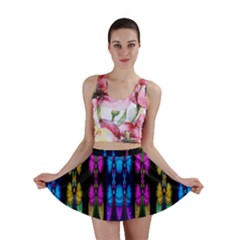 Raining Roses And Lotus Flowers Mini Skirt by pepitasart