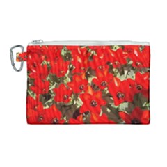 Columbus Commons Red Tulips Canvas Cosmetic Bag (large) by Riverwoman