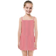 Diamond Red Red White Stripe Skinny Kids  Summer Sun Dress by thomaslake