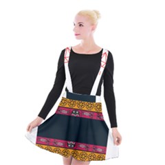 Diamond Red Black Pink Orange African Print Suspender Skater Skirt by thomaslake