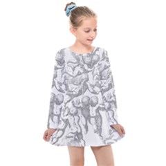 Angel Line Art Religion Angelic Kids  Long Sleeve Dress by Sapixe